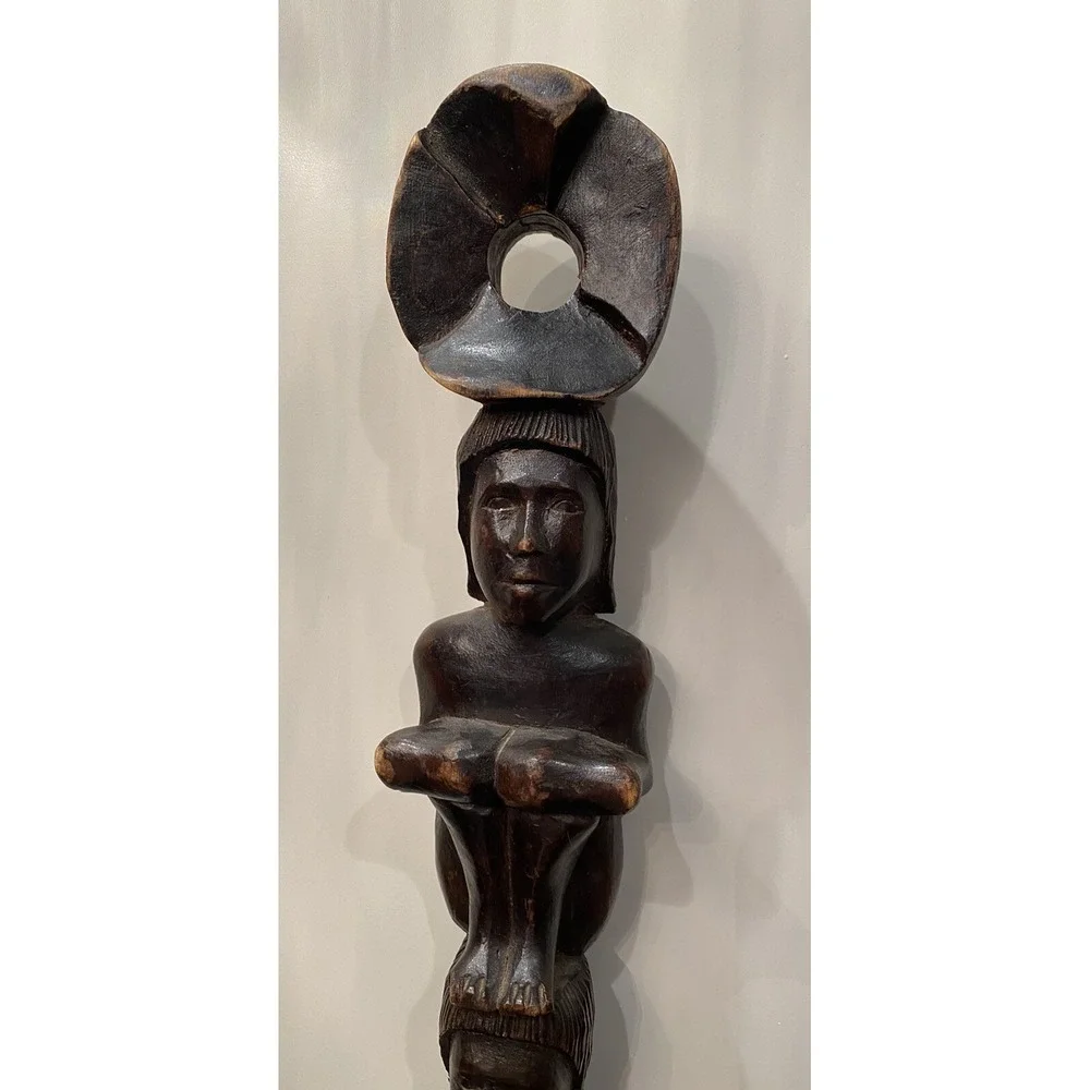 Vintage Native American Totem Pole Collection Hand Carved Bowl Solid Wood 26.5